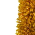 thumbnail image 5 of Northlight Pre-Lit Pencil Tinsel Artificial Christmas Tree - 6' - Gold - Clear Lights - Red Wire, 5 of 9