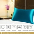 thumbnail image 2 of PiccoCasa Pure Silk Pillowcase with Zipper, Queen(20"x30"), Peacock Blue, 1 Piece, 2 of 4