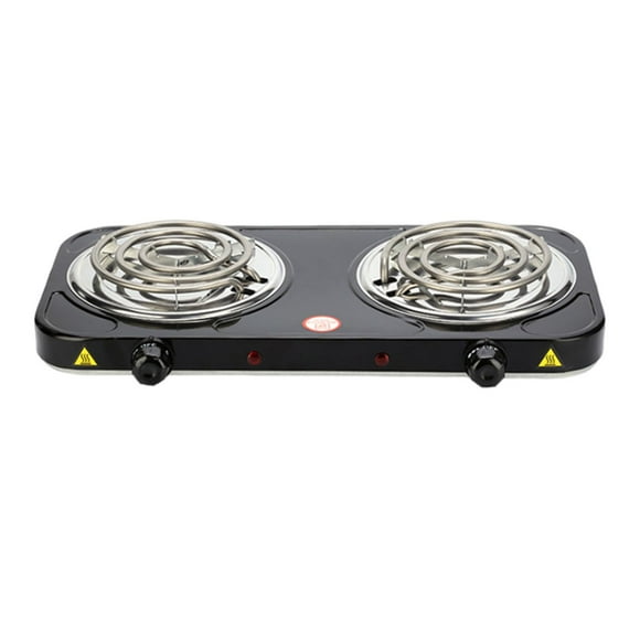 TISHITA Electric Coil Burner Burner Cooktop Adjustable Temperature Knob for Home, Travel, Outdoor Activities Countertop Coiled Burner Double 2000W Black