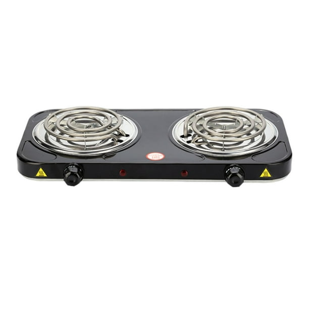 Quemador eléctrico portátil de la bobina de la hornilla de la encimera del quemador compacto Estufa de cocina eléctrica Doble 2000W Negro