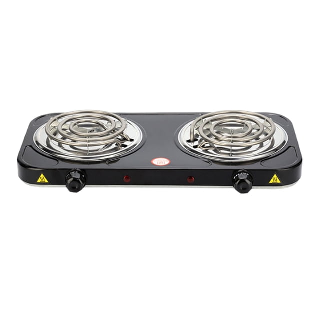 Quemador eléctrico portátil de la encimera de la hornilla de la bobina para el hogar, estufa de la hornilla de la oficina del dormitorio Doble 2000W Negro