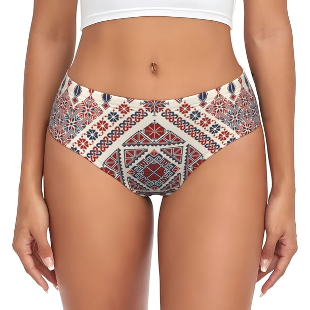 Fotbe Fashion Tatreez2 Calzones Estampados para Mujer – Ropa Interior de Algodón, Cómoda, Suave y Elástica-XX-Large