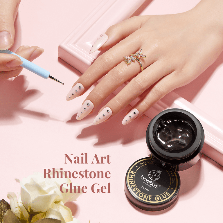 Nail Art 8ml/One Jar of Wipe-Off Rhinestone Glue Gel Adhesive Resin Gem  Jewelry Diamond Polish Clear Decoration with Pen Tools (LED Light Cure  Needed) Thicker&More Sticky Than Others 01-Glue01