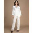 thumbnail image 2 of Moomaya Women's Cotton Jersey Pajama Set - Ultra-Soft, Button-Down Sleepwear With Notch Lapel Shirt, 2 of 8