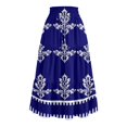 thumbnail image 5 of Unir Women Symmetrical Ethnic Floral Print Multi-Tiered Flow Four Way Stretch Midi Skirt Drawstring Ruffle Waist Casual Side Pocket Long Bottom 1PC S-XXL Plus Size Friendly, 5 of 5