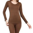 thumbnail image 1 of Guardurnaity Ropa interior térmica, mallas sin costuras, piezas, amigables con la piel, cuello , traje cálido, ropa de invierno para mujer, conjuntos de ropa Café, 1 of 6