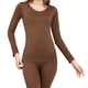 thumbnail image 1 of Minnieouse Ropa interior térmica elástica sin costuras de manga larga, pantalones superiores sólidos transpirables de cuello , ropa de invierno conjuntos de ropa Café, 1 of 6