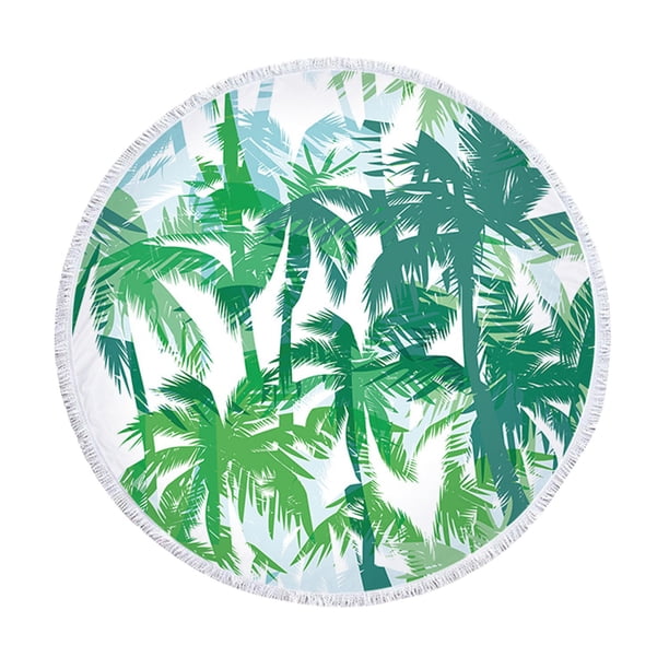 Xihbxyly Toalla de Playa Tropical, Diseño Redondo Extragrande, Microfibra Supersuave, Secado Rápido para Aventuras Al Aire Libre, Camping, Yoga y Piscina, 150 X 150 Cm, Detalle de Borlas.
