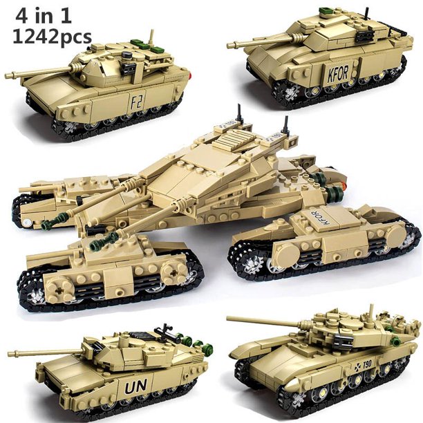 Bloques de construcción de tanque militar para niños, juguete de ladrillos para armar tanque militar M1a2 alemán, serie Army Tiger, código 2023