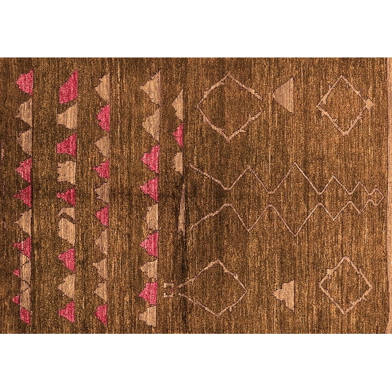 Ahgly Company Indoor Rectangle Solid Orange Modern Area Rugs, 7' x 10'