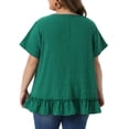 thumbnail image 4 of DARING DIVA Women's Plus Crew Neck Short Sleeve Loose Fit Flowy Blouse Top 4X Green, 4 of 6