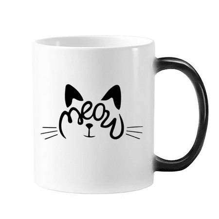 

Cat Mewing Quote DIY Design Changing Color Mug Morphing Heat Sensitive Cup With Handles 350 ml
