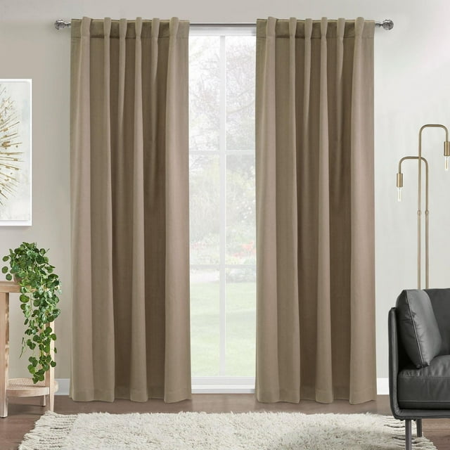 Loft Living Mitchel Light Filtering Raw Silk Dual Header(Back Tab/Rod Pocket) Single Curtain Panel 54" x 84" in White