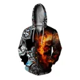 thumbnail image 1 of Sudadera con capucha y cremallera para hombre, moderna y versátil, cómoda, nueva en sudaderas y sudaderas con capucha, estampado de personaje de calavera personalizado, 1 of 5