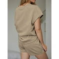 thumbnail image 3 of Weardear Womens Lounge Sets 2 Piece Outfits Short Sleeve Tops and Drawstring Shorts with Pockets Pajama Sets, 3 of 5