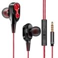 thumbnail image 1 of Auriculares Ygjytge Música 3 5 Mm Con Graves Profundos en La Oreja Deportivos Con Cable Y Micrófono Rojo, 1 of 9