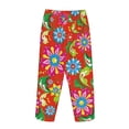 thumbnail image 5 of Disketp Vector Mexican Otomi Style Bright Print Women'S Comfy Pajama Pants Casual Drawstring Palazzo Lounge Wide Leg Pants, 5 of 9
