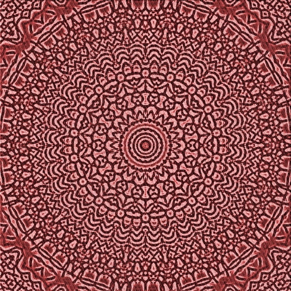 Ahgly Company Machine Washable Indoor Square Transitional Maroon Red Area Rugs, 6' Square