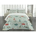 thumbnail image 3 of Ambesonne Lighthouse Quilted Bedspread Set 3 Pcs, Message Bottle Gulls, King Size, Multicolor, 3 of 5