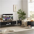 thumbnail image 4 of Mid Century Modern TV Stand with Slatted Grille Doors, 63" Entertainment Center with Storage, Black and Brown Media Console for Living Room or Bedroom, 4 of 10