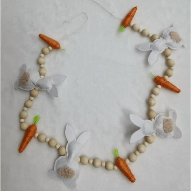 Fwttom Easter Bunny and Carrot Fabric Garland Decor