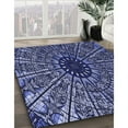thumbnail image 3 of Ahgly Company Tapis Rond Lavable en Machine Intérieur Transitionnel Bleu, 3 Pieds Rond, 3 of 7