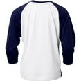 thumbnail image 3 of Complete Game 3/4 Sleeve Baseball Shirt, Youth Medium, White with Navy Sleeves, 3 of 3
