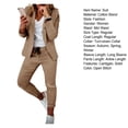 thumbnail image 7 of comerut 2 Pcs/Set Women Blazer Pants Set Solid Color Turn-down Collar Anti-wrinkle Formal Loose Warm Elastic Waist Pockets Coat Pants Suit for Work, 7 of 7