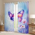 thumbnail image 2 of Manfei Girly Pirple Butterfly Curtains Pack of 2 (42x84 Each) for Girls, Chic Watercolor Groovy Curtains Blackout, Cute Cartoon Animal Bedroom Curtains, Window Curtains Decor, 2 of 6