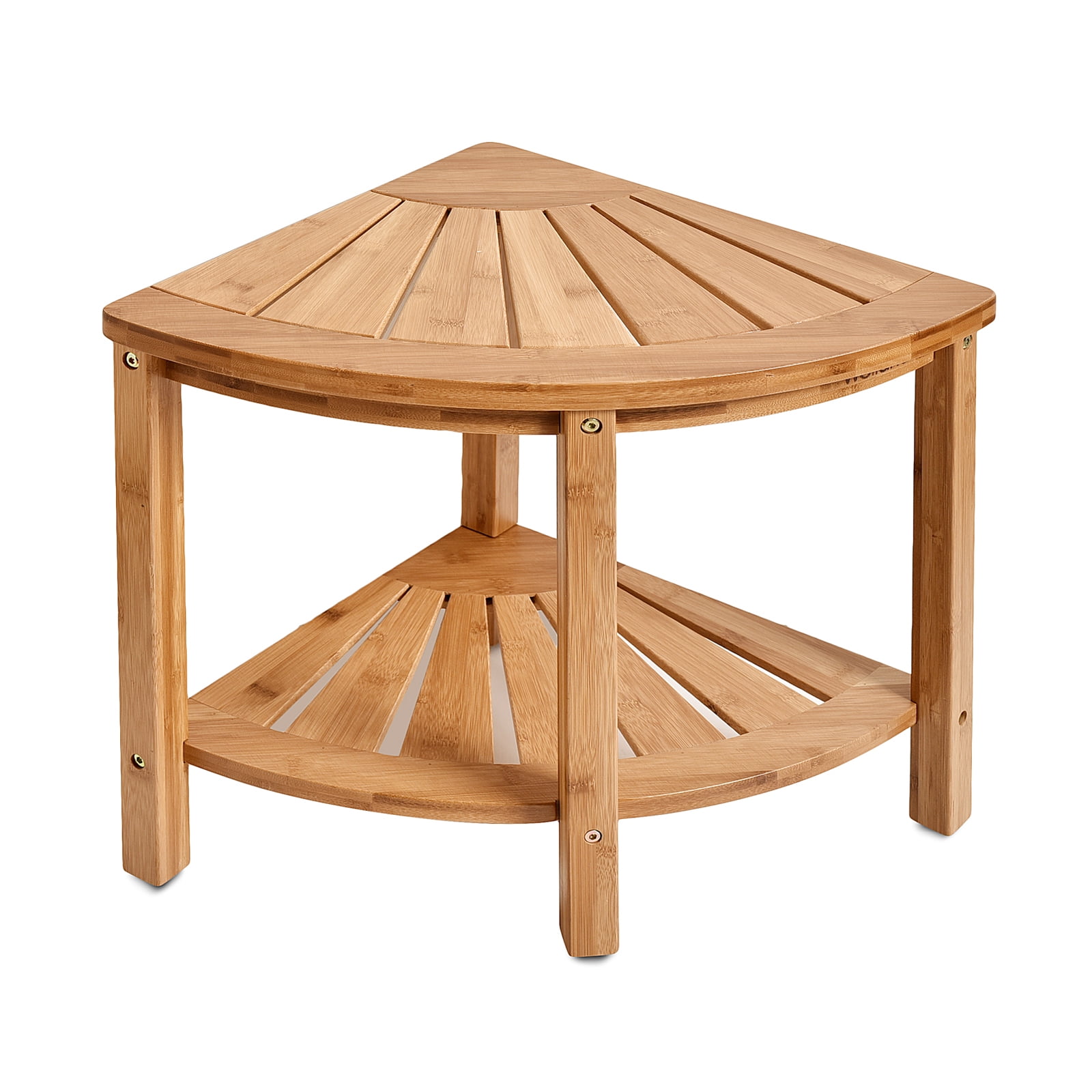 Welland Bamboo Corner Shower Bench Storage Shelf Walmart