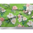 thumbnail image 3 of Soimoi Green Cotton Duck Fabric Begonia & Peony Floral Printed Fabric 1 Yard 56 Inch Wide, 3 of 3