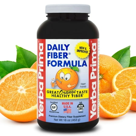 Yerba Prima Orange Daily Fiber Formula, Non-GMO, Gluten Free, Delicious Natural Orange Flavor