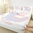 thumbnail image 3 of jejeloiu Kawaii Salamander Axolotl Queen Sheet Sets,Wild Ocean Animal Flat Sheet,Pink White Purple Queen Fitted Sheet For Children,Breathable Home Decor,4-Piece, 3 of 7