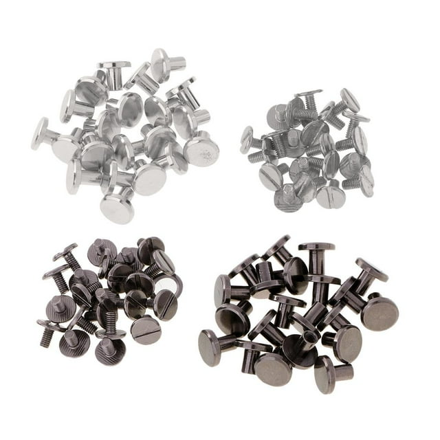 Abbracc 40 Pieces Flat Round Head Stud Screwback Leather Craft Bag Belt Screw Nail Rivet