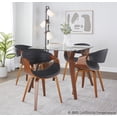 thumbnail image 3 of Folia-Symphony Mid-Century Modern Square Dining Set in Walnut Wood with Square Glass Tabletop and Black Faux Leather - 5 Piece, 3 of 6