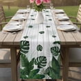 thumbnail image 4 of Palm Leaves Table Runner 72 Inches, Tropical Botanical Leaf Summer Wooden Gray Bed Runner Dresser Scarves Tabletop for Indoor Outdoor Parties/Ceremony/Banquet, 18" x 72", 4 of 9
