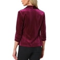 thumbnail image 3 of INSPIRE CHIC Valentine's Day Velvet Jackets for Women's 3/4 Sleeve Open Front Velvet Cardigan L Purple Red, 3 of 6
