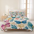 thumbnail image 3 of Twin XL Quilt Set 68''x98'', Spring Butterflies Lightweight Summer Bedspread Coverlet Set with 2 Pillow Shams, Summer Countryside Leaf Flowers Breathable All Season Quilt Bedding for Dorm/Guest Room, 3 of 9