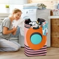thumbnail image 5 of Yayeee Freestanding Laundry Hamper with Handle Collapsible Large Storage Basket for Clothes, Orange Circle, 5 of 7