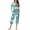 Blue, variant on WIZUTIZ Pajamas for Women Pj Set Women's Round Neck Flower Print Short Sleeve Sleepshirt And Pants Sets Homewear Pajamas With Pockets