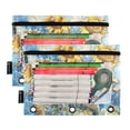 thumbnail image 3 of Sunflowers and Grids 2 Pack Pencil Pouches Zipper Pencil Case 3 Ring Pencil Pouch Cosmetic Bag, 3 of 6