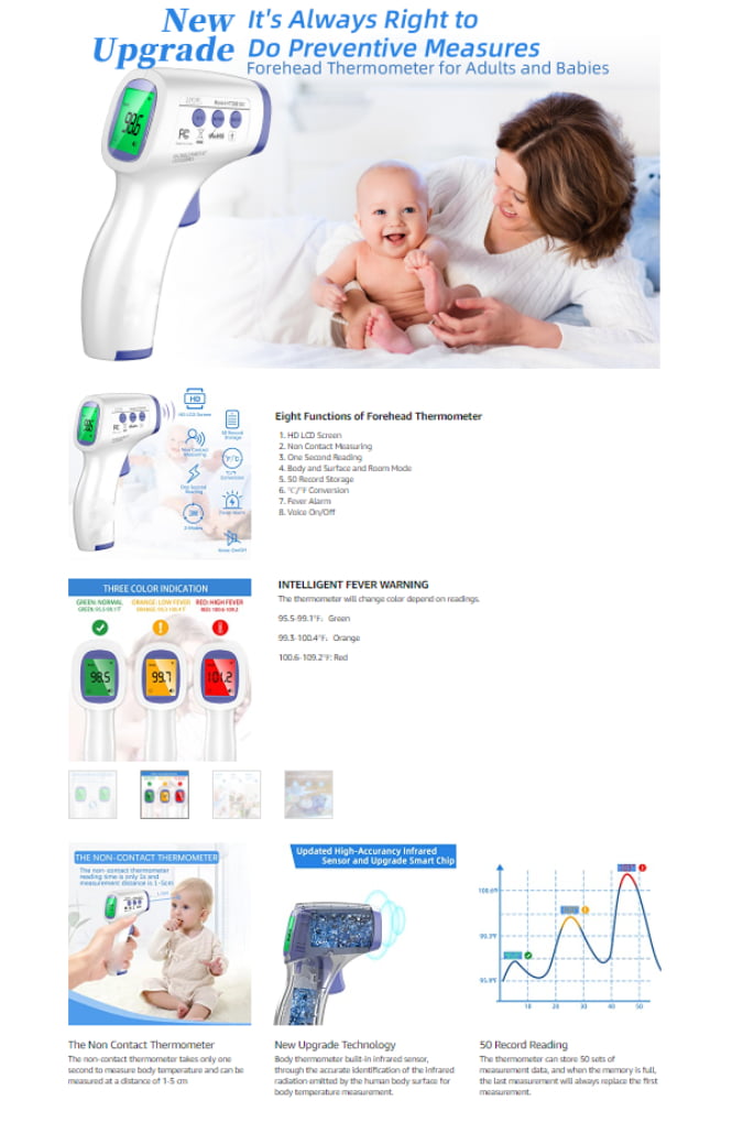 Forehead Thermometer for Adults, Infants, Babies, Non-Contact Infrared –  ASA TECHMED