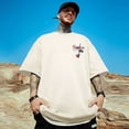 thumbnail image 4 of Camiseta con gráfico de letras góticas y rosas de verano para hombre, camiseta de algodón de manga corta a la moda de hip hop, camisetas con estampado de ropa urbana Y2K de gran tamaño, 4 of 5
