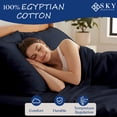 thumbnail image 4 of 100% Egyptian Cotton California King Sheets 4 Piece-400 Thread Count Sateen Weave, Cal-King Size Sheets Set with 15" Deep Pockets, Cooling, Breathable Cotton Sheets for Cal King Size Bed - Navy Blue, 4 of 7