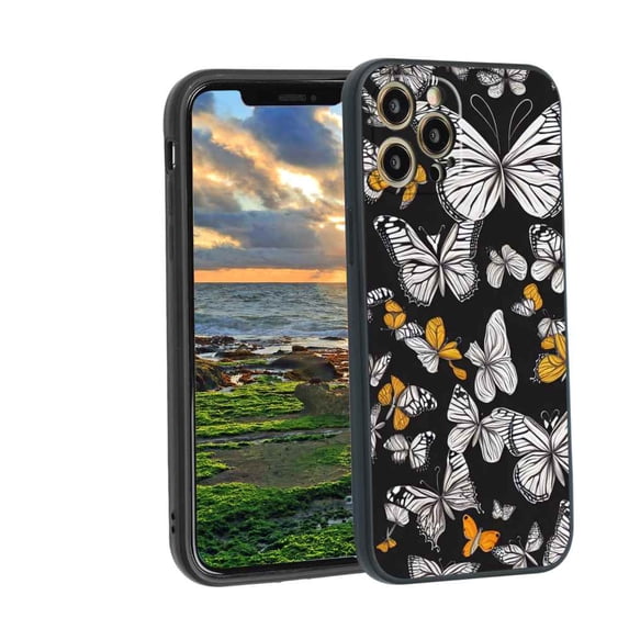 Compatible with iPhone 12 Pro Phone Case, Butterflies 72 Case Men Women, Flexible Silicone Shockproof Case for iPhone 12 Pro