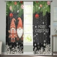 thumbnail image 3 of Black Gnomes Christmas Sheer Curtains 63 Inch Length 2 Panels Set, Semi Transparent Voile Rod Pocket Curtains for Living Dining Room Bedroom Drapes Xmas Balls Snowflake, 3 of 8