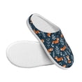 thumbnail image 3 of Lsque Playful Foxes Forest Blues Pattern Womens Comfort Cotton on Scuff With Memory Foam and Anti-skid Sole Slipper-46/47, 3 of 7