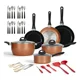 thumbnail image 1 of Batería De Cocina Antiadherente 34 Piezas - Juego De Ollas Y Utensilios De Aluminio Resistente,Marrón oscuro, 1 of 11