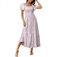 thumbnail image 1 of Vestido Veraniego Midi de Corte A, Holgado, con Escote Cuadrado y Mangas Abullonadas, Estilo Bohemio, con Bolsillos, Estilo 2 M, 1 of 8