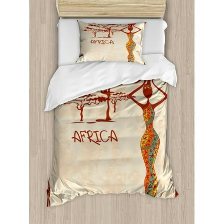London Themed Duvet Covers Ambesonne African Vintage Africa Themed Illustration Slim Indigenous Figure Colorful Dress Duvet Cover Set ()